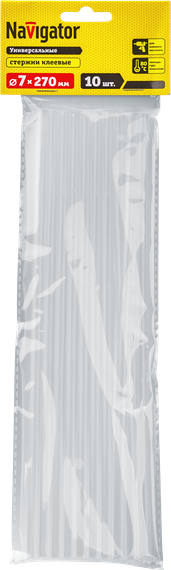 Стержни клеевые для термопистолета Navigator 7*270мм прозрачные (упаковка 10шт) 37082