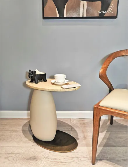 Журнальный столик 4477, 45х51 см, бежевый травертин