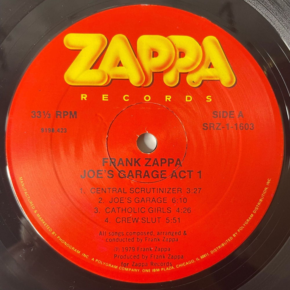 Винтажная виниловая пластинка LP Frank Zappa Joe's Garage Act I (USA 1979) The Central Scrutinizer