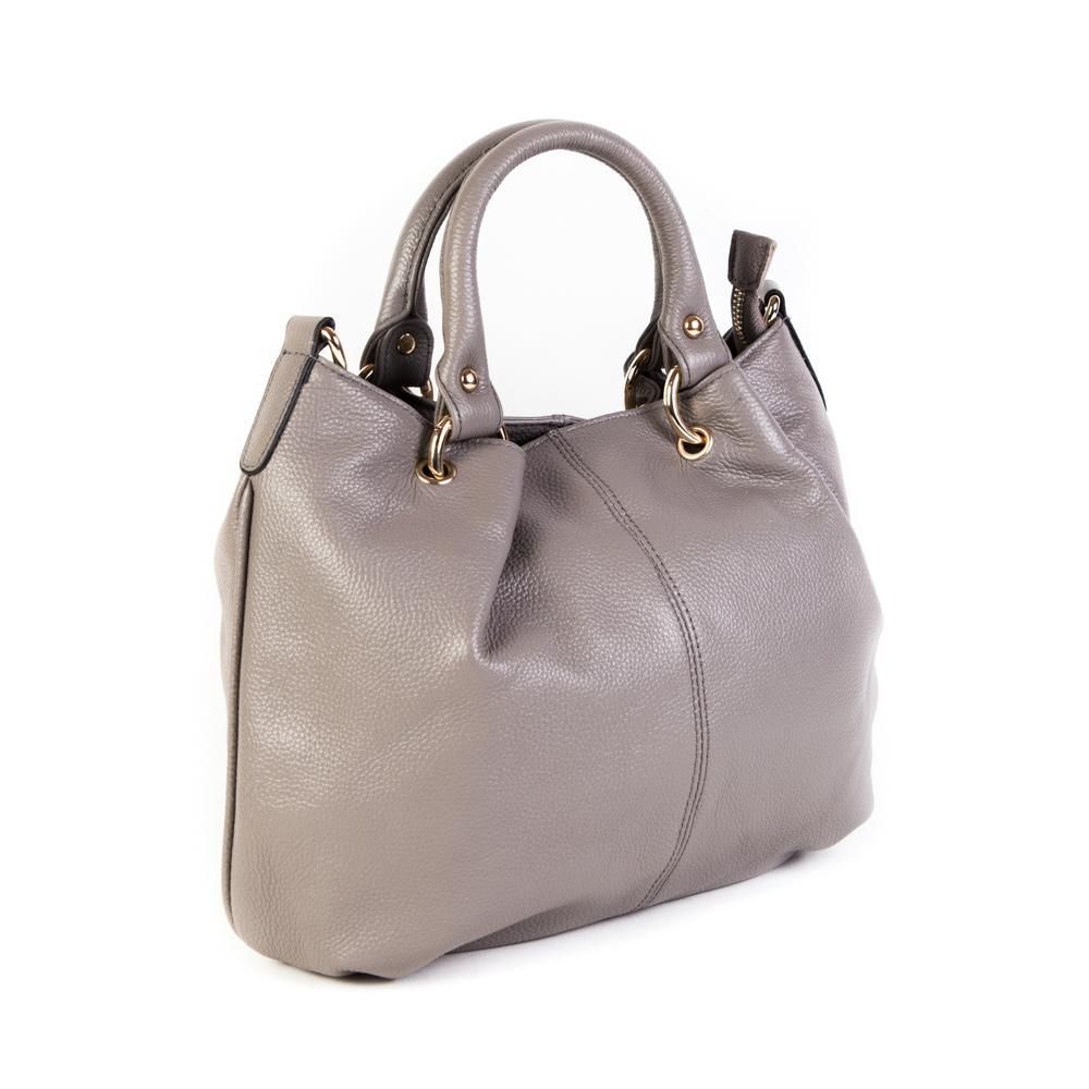 Удобная женская средняя серая сумочка из натуральной кожи 32х34х13 см Doublecity 9259 Grey