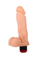 Гелевый виброфаллос с мошонкой - 19 см. (Цвет: телесный)