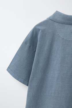 ZARA ПОЛО С ЭФФЕКТОМ ПОТЕРТОСТИ, СИНИЙ