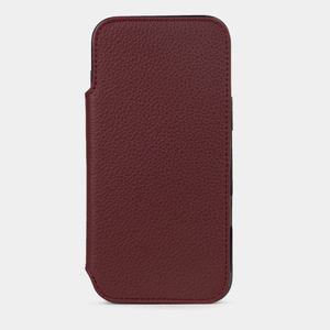 Чехол-книжка кожаная для iPhone 16 Pro Max, теленок бордового цвета