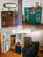 Сервант шкаф витрина Бритта двухдверный, белый, стеклянный, с полками, массив сосны, 128х113х32