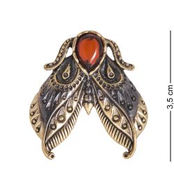AM-4066 Брошь «Мотылек Лунный» (латунь, янтарь)