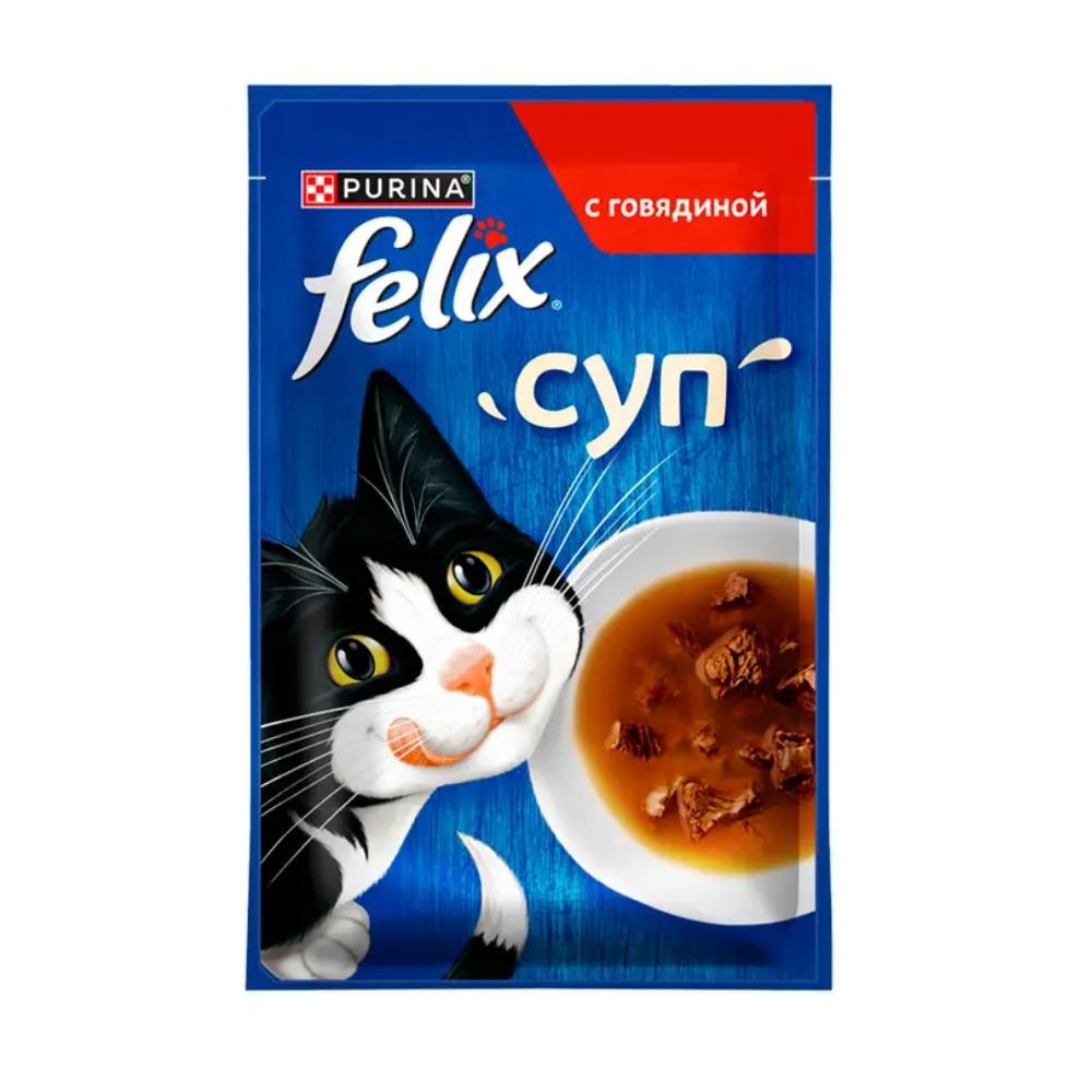 Влажный корм FELIX для кошек Суп с говядиной 48 гр