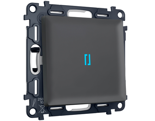 MA902060 Комплект механизма 1-кл выключателя с самовозвратом с подсветкой 10000K ALFA Графит Мягкое касание QUANT (AP9020, VM113, G17B)