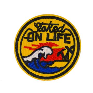 Нашивка термоаппликация на одежду и на рюкзак. Stoked on life, Волны, Серфинг