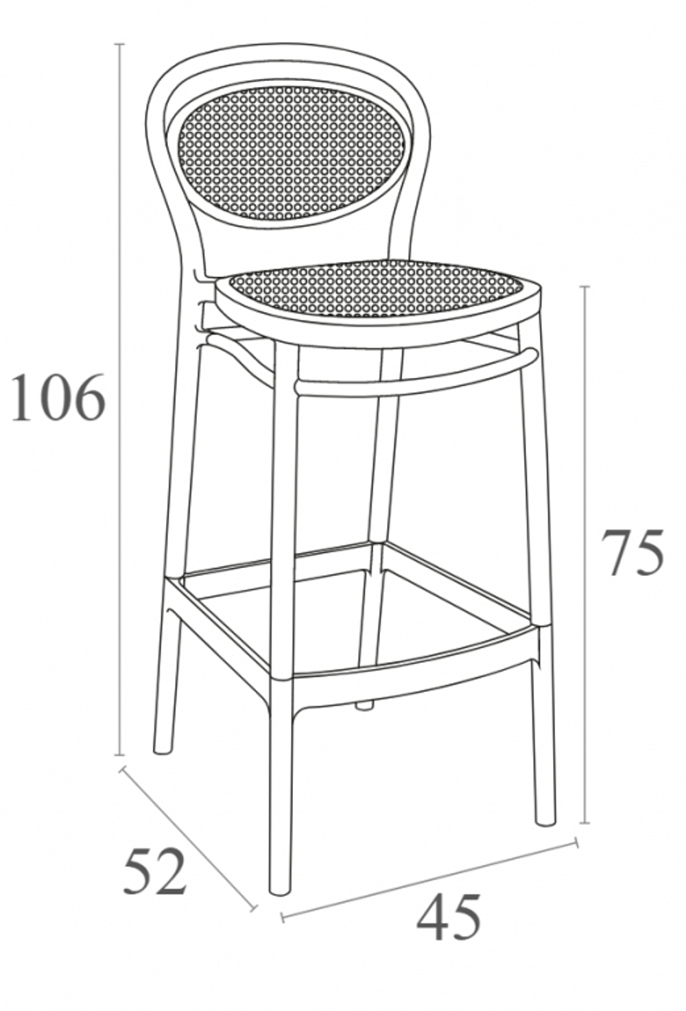 Стул пластиковый барный Marcel Bar 75