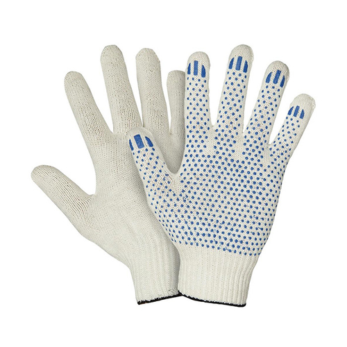 Перчатки х/б 4 нити  10 кл. ПВХ Точка "ЛЮКС" Белые (10шт/уп)(300шт/меш)