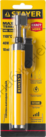 STAYER MaxTerm MB100 1100°С, Автономная газовая горелка с пьезоподжигом (55560)