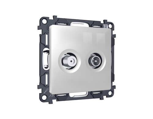 MA413310 Комплект механизма розетки TV оконечной + SAT 5-862MHz 3.5dB/950-2150MHz 3.5dB ALFA Серебро глянец QUANT (AP4133, VM217)