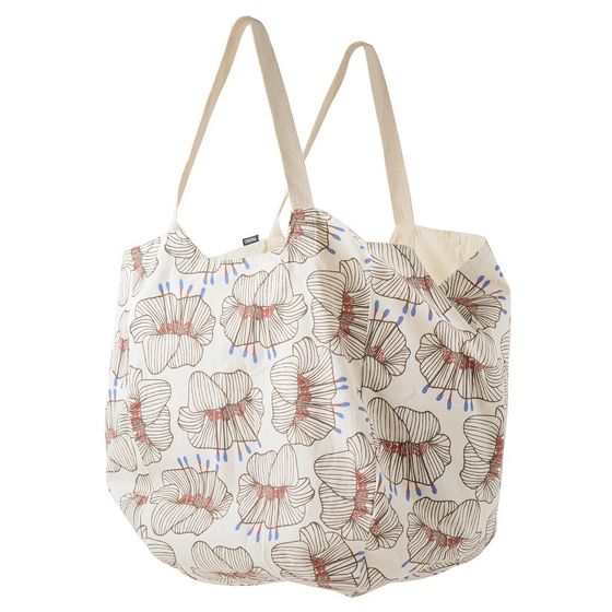 Пляжная сумка из хлопка молочного цвета с принтом Цветы Prairie
