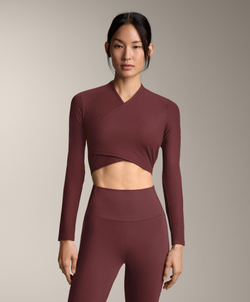 Oysho Футболка с длинными рукавами Comfortlux, бордовый