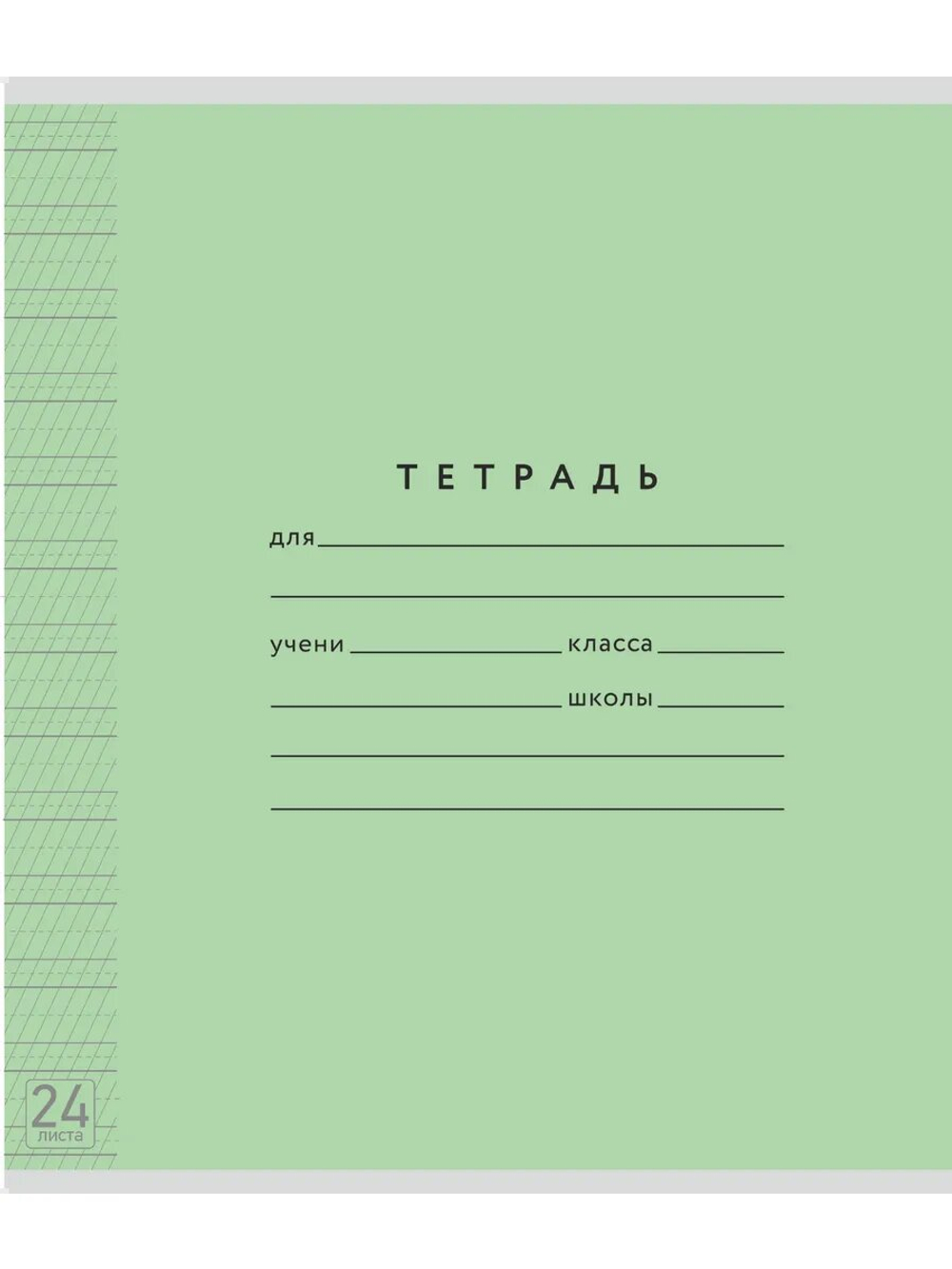 Набор тетрадей ТЕТРАДКИН, частая косая линия 5 мм, 24 л, цвет обложки - зелёный, 10 шт