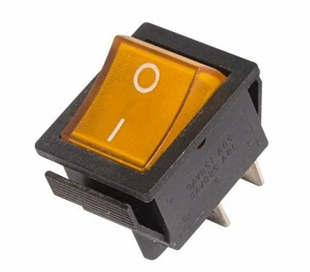 Выключатель желтый 16А 250V, 20A 125V (4-х контакт.) клавишный