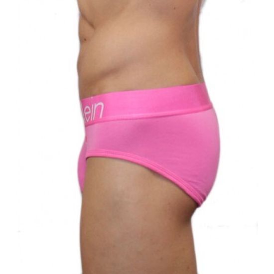 Мужские трусы Calvin Klein брифы розовые с розовой резинкой CK00453