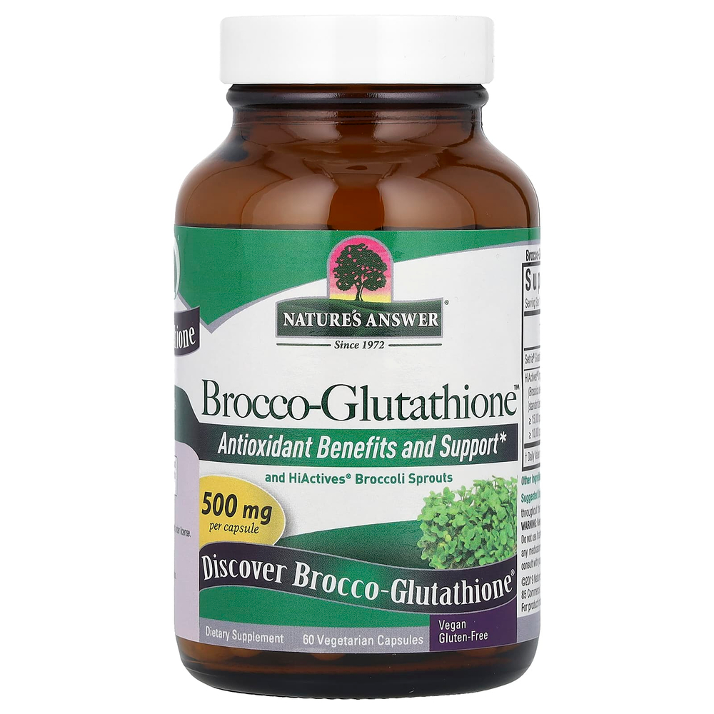 Nature's Answer, Brocco-Glutathione, средство с брокколи и глутатионом, 500 мг, 60 растительных капсул