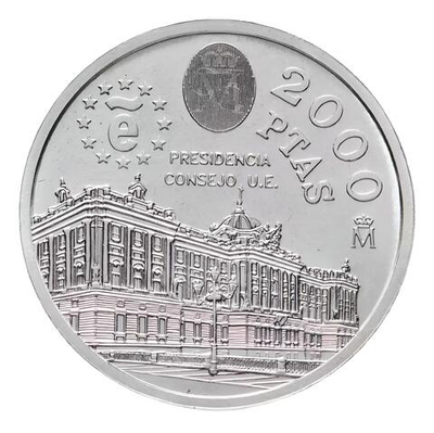 Монета 2000 песет 1995 год "Представительство Испании"