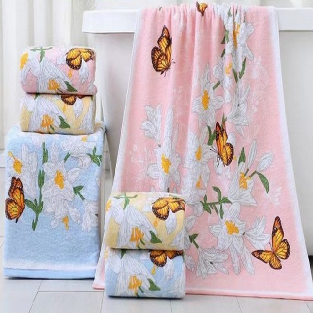 Набор из 3-х махровых полотенец в подарочной упаковке, 100% хлопок, Китай.