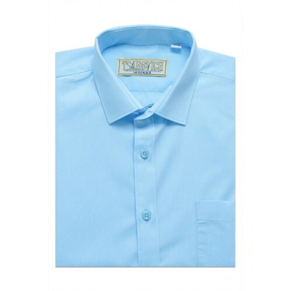 Голубая рубашка прямого кроя с коротким рукавом TSAREVICH