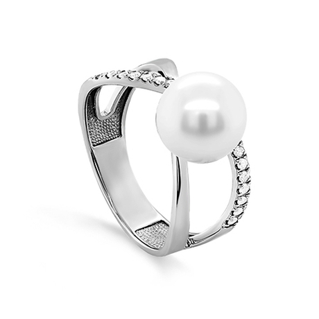 Кольцо из золота 585 пробы с 20 Бриллиантами и Жемчугом