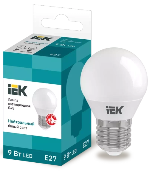 Лампа светодиодная ECO G45 шар 9Вт 230В 4000К Е27 IEK LLE-G45-9-230-40-E27