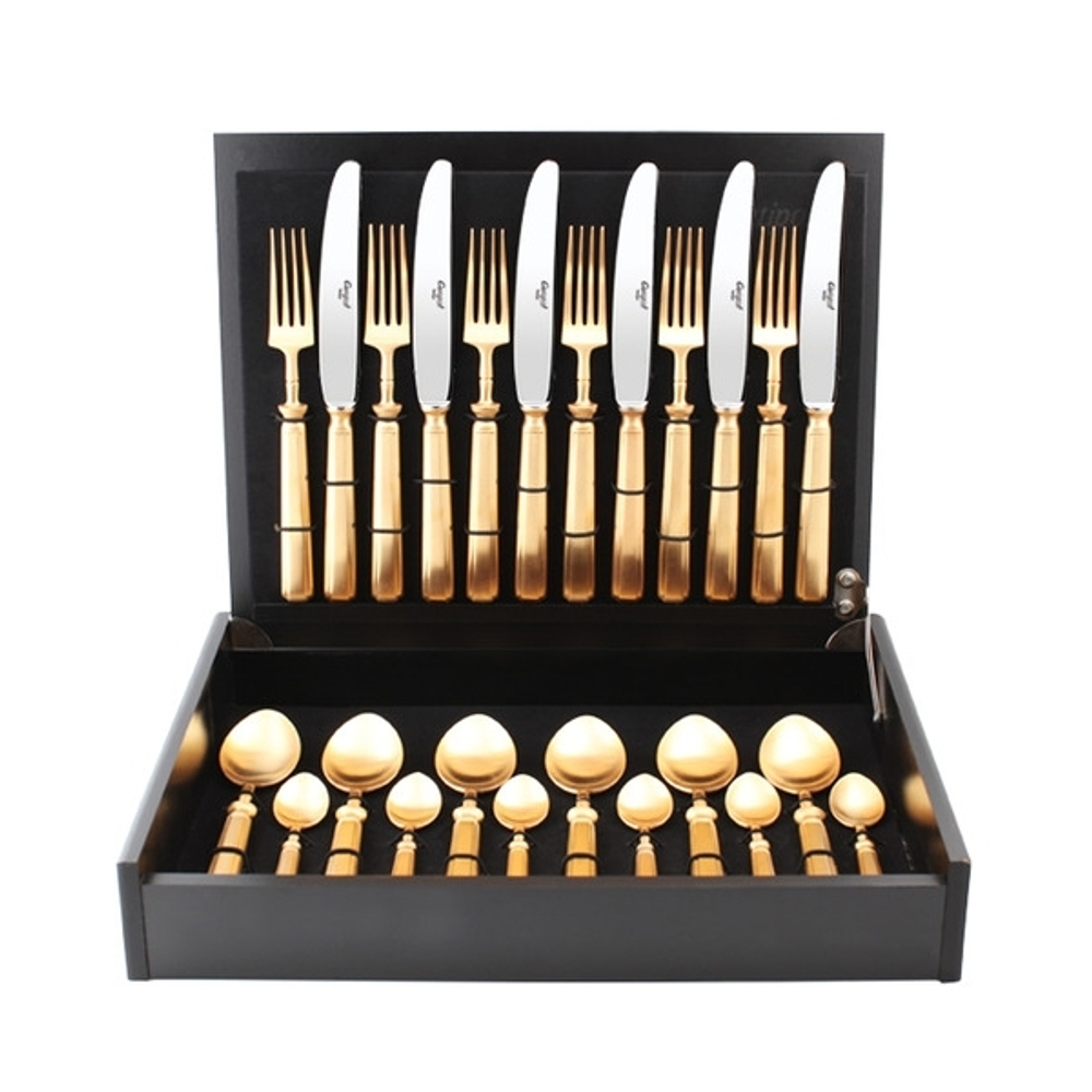 Набор столовых приборов на 6 персон 24 предмета Cutipol Piccadilly Gold матовый в коробке