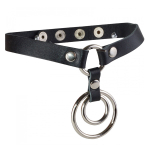 Черный кожаный чокер с 2 кольцами Соло Sitabella BDSM Accessories 3395-1