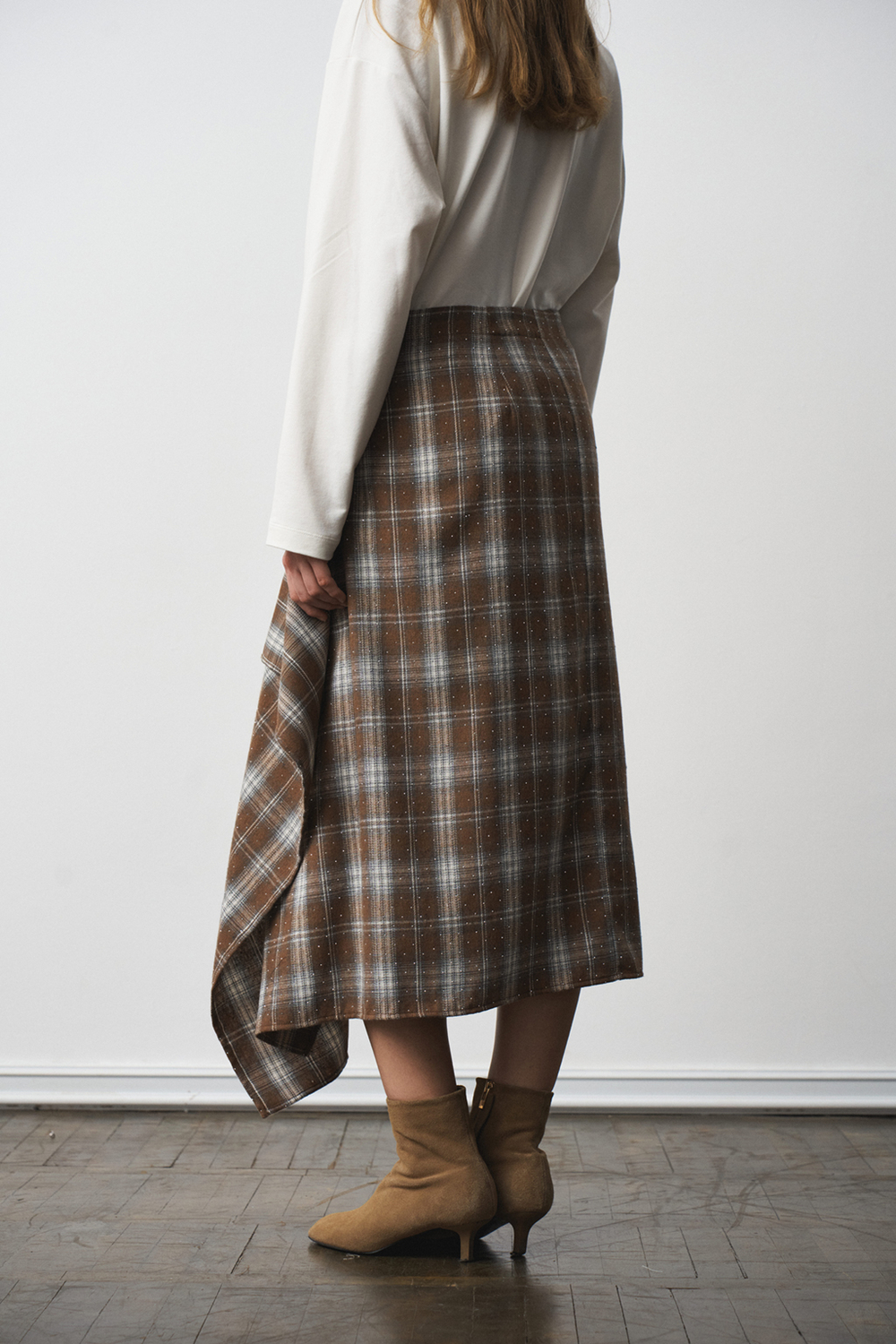 Юбка-килт 1301 принт клетка коричневый