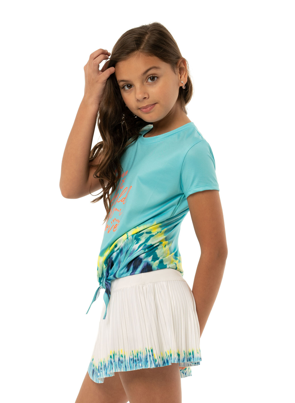 Футболка для девочки теннисная Lucky in Love Girls Peace Out Serve With Love Tee - разноцветный