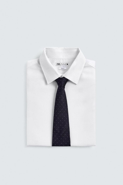 ZARA ГАЛСТУК ЖАККАРДОВЫЙ 100% ШЕЛК, МОРСКОЙ СИНИЙ