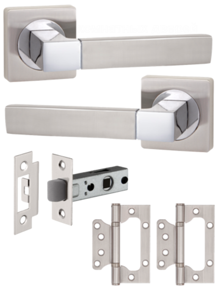 Ручка для межкомнатных дверей с защёлкой и петлями FUSION