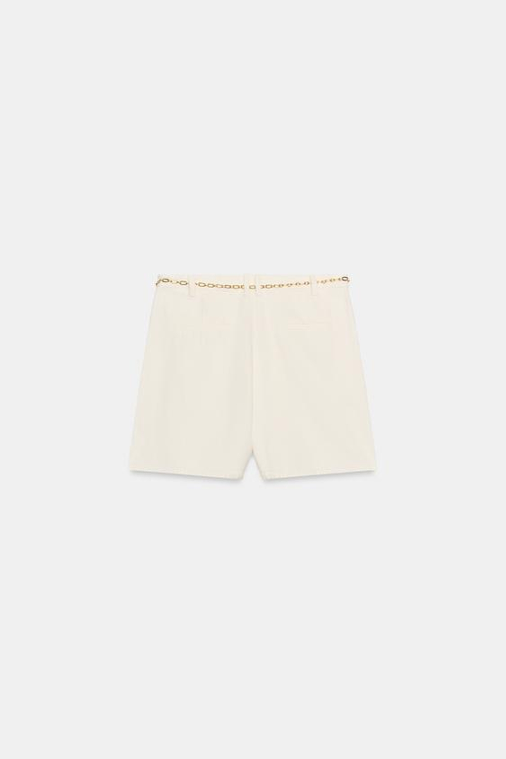 ZARA ДЖИНСОВЫЕ ШОРТЫ Z1975 С ПОЯСОМ-ЦЕПОЧКОЙ, БЕЛЫЙ