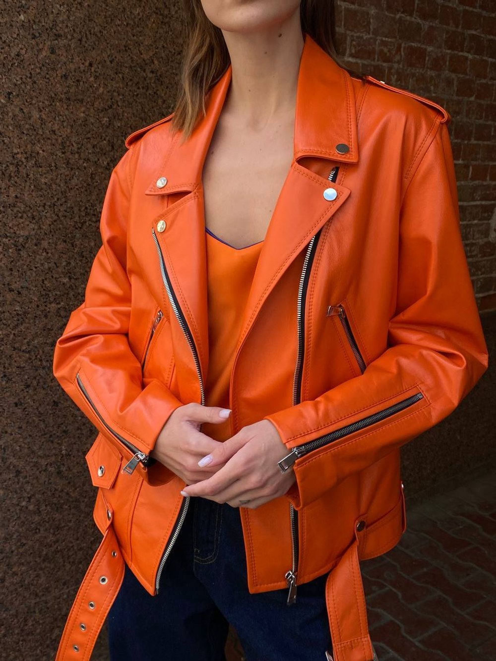 Косуха medium оранжевая мягкая кожа