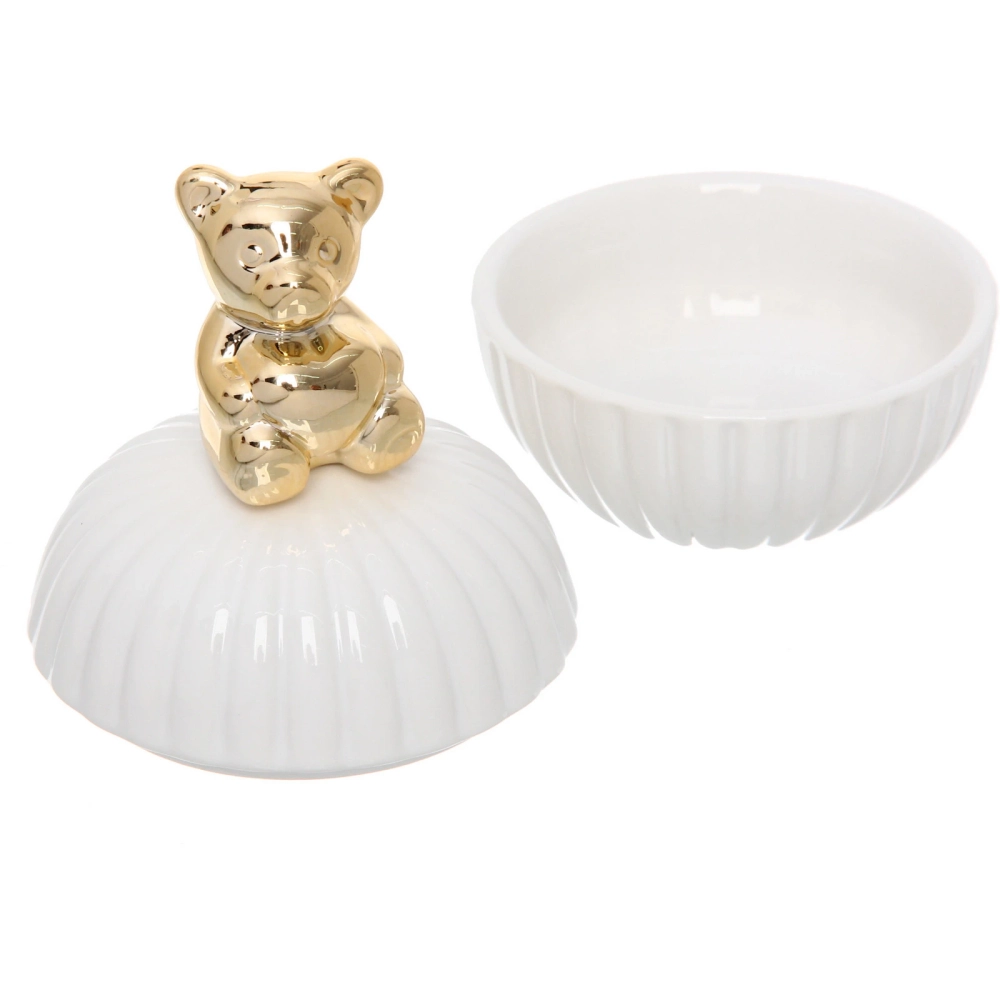Шкатулка керамическая «GOLD Podarok», мишка, цвет белый, 11*9*3см (в инд. коробке)
