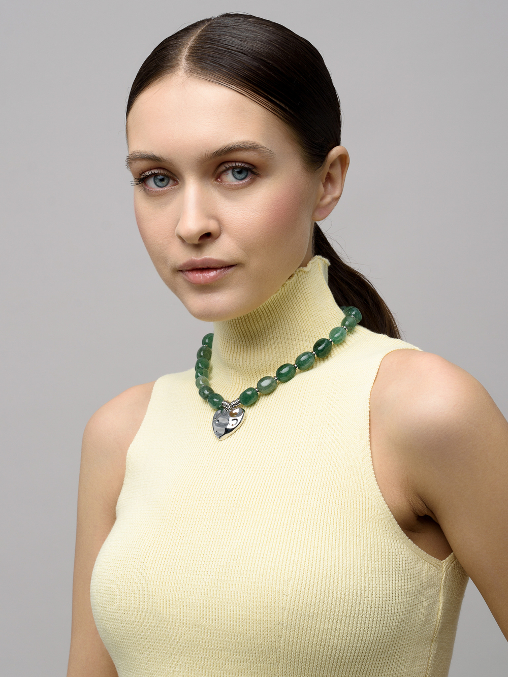 Колье "Crumpled Heart" Авантюрин Silver