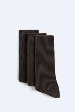 ZARA НАБОР ИЗ ТРЕХ ПАР НОСКОВ В РУБЧИК, ШОКОЛАДНЫЙ