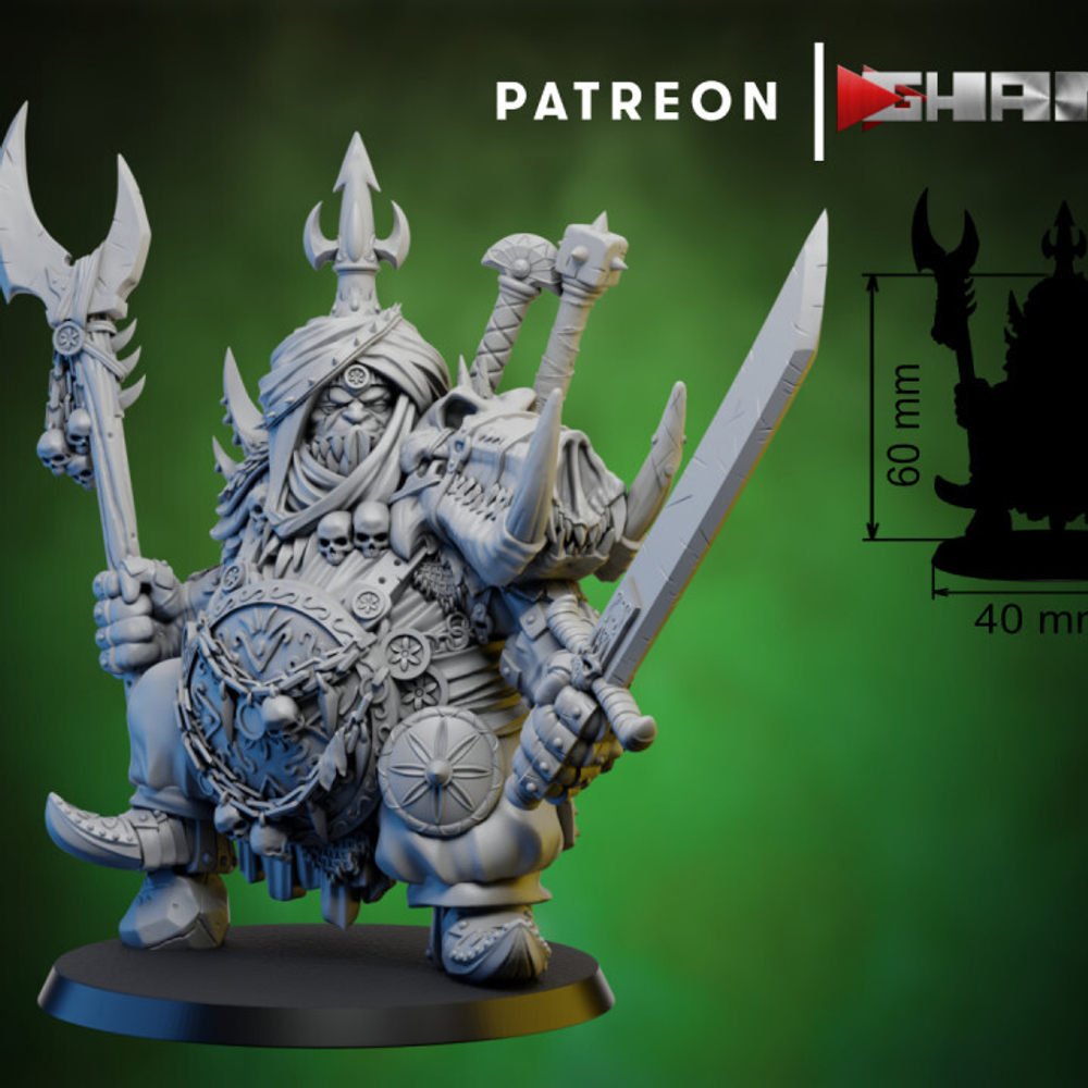 Grand Alliance Destruction Ogor Mawtribes Ogre Kingdoms Ogor Gluttons Воин огр №12 Предводитель огров миниатюра для dnd, днд, pathfinder, фентези, Настольная игра, НРИ, Варгейм, РПГ