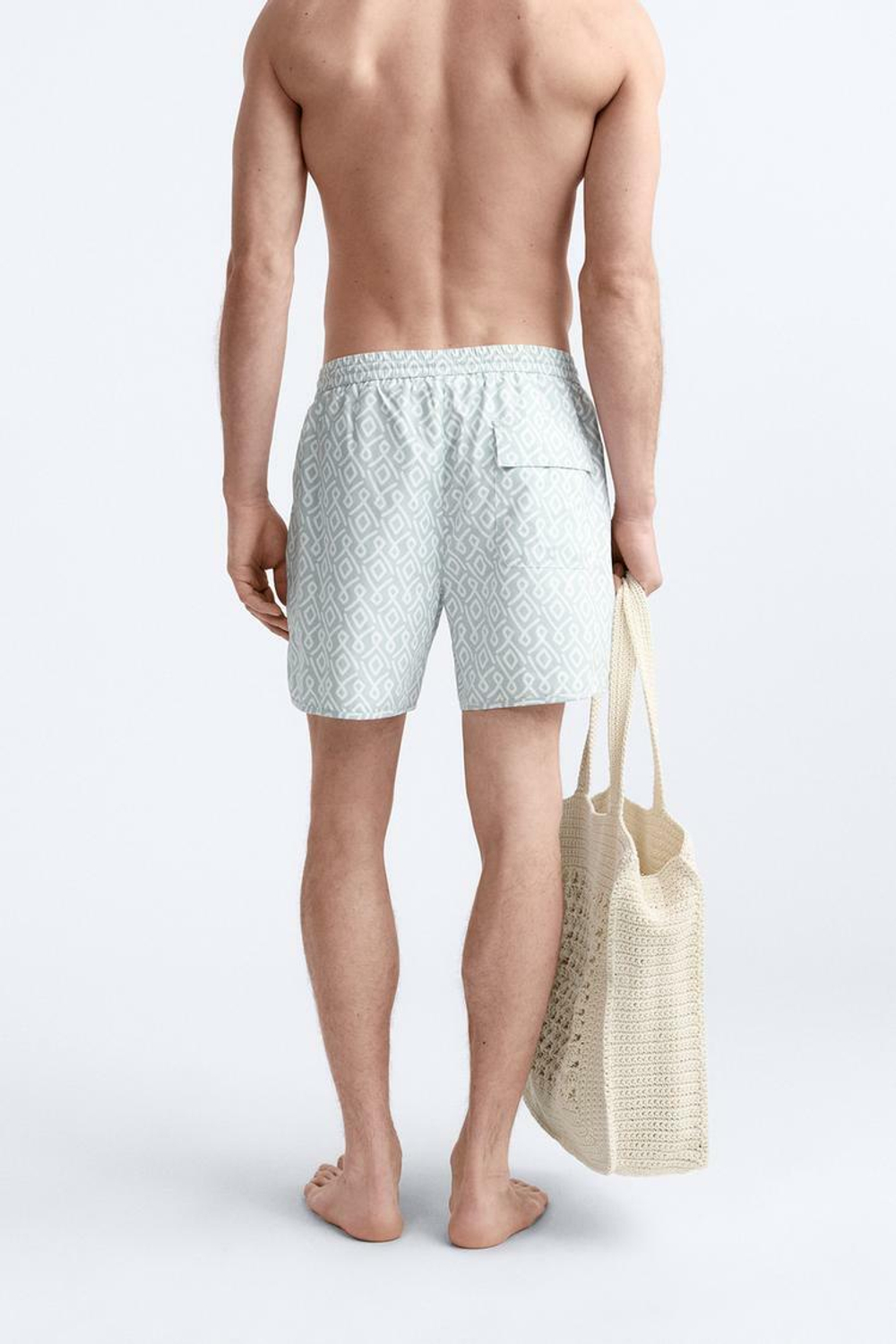 ZARA ПЛАВКИ С ГЕОМЕТРИЧЕСКИМ ПРИНТОМ, НЕБЕСНО-ГОЛУБОЙ