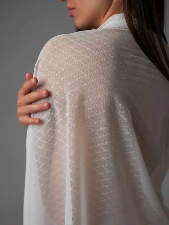 Сетка эластичная, ромб, айвори 004