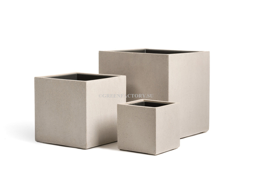Кашпо TREEZ Effectory - Beton - Куб - Белый песок