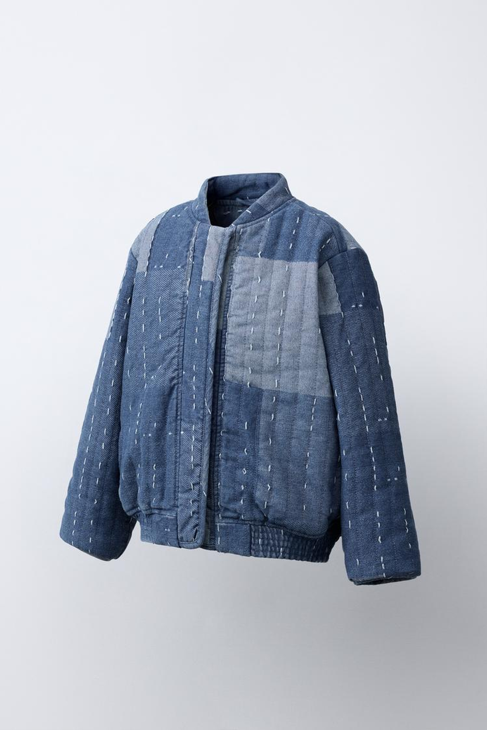 ZARA БОМБЕР ПЭЧВОРК, СИНИЙ/ИНДИГО