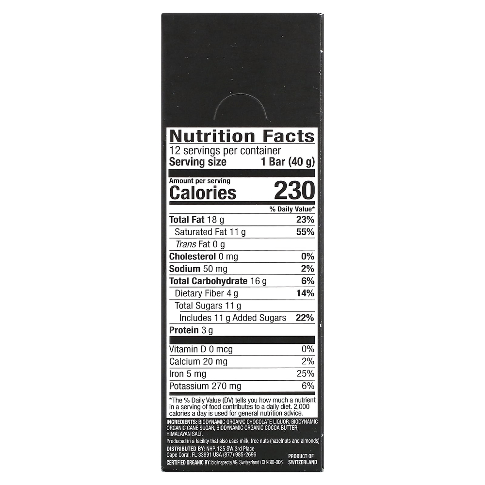 Dr. Mercola, Solspring®, Biodynamic®, темный шоколад, 70% какао с гималайской солью, 12 плиток по 40 г (1,41 унции)