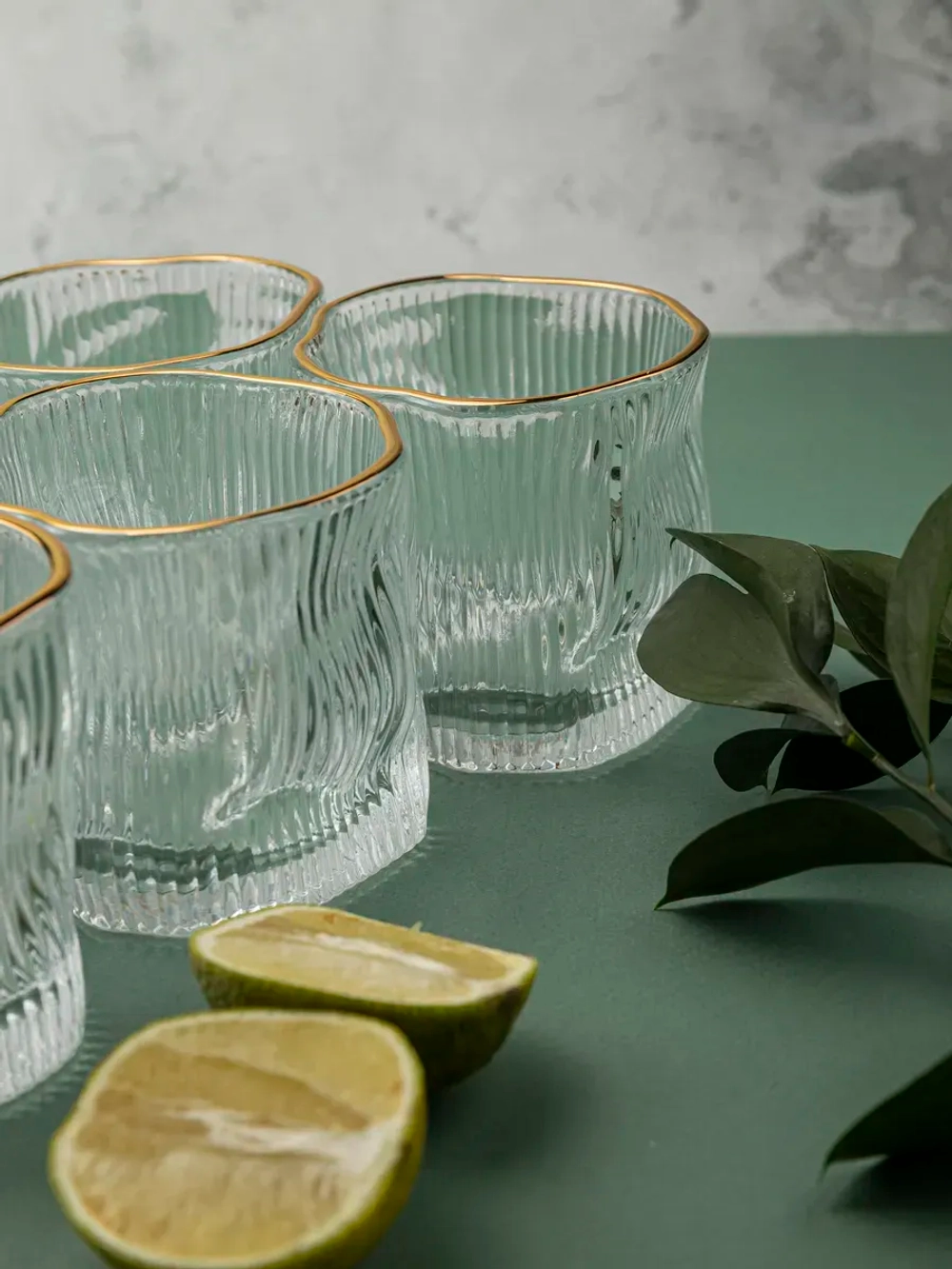 Набор изогнутых ребристых бокалов, 250 мл. 6 шт кайма