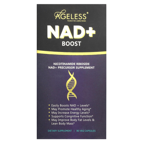 Ageless Foundation Laboratories, NAD + Boost`` 90 растительных капсул
