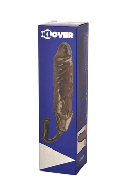 Насадка на пенис с дополнительной стимуляцией XLover by TOYFA, TPE, черный прозрачный, 15 см