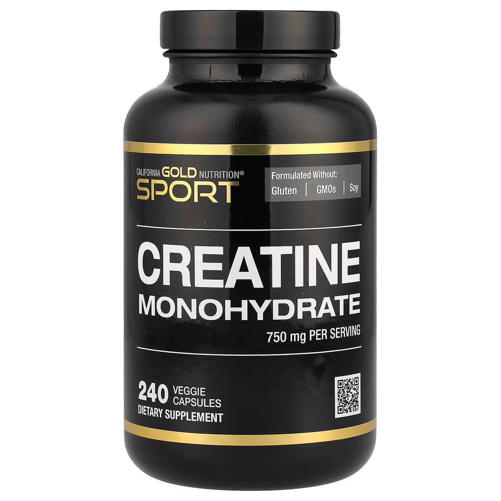 California Gold Nutrition, Sport, креатин, 750 мг, 240 растительных капсул