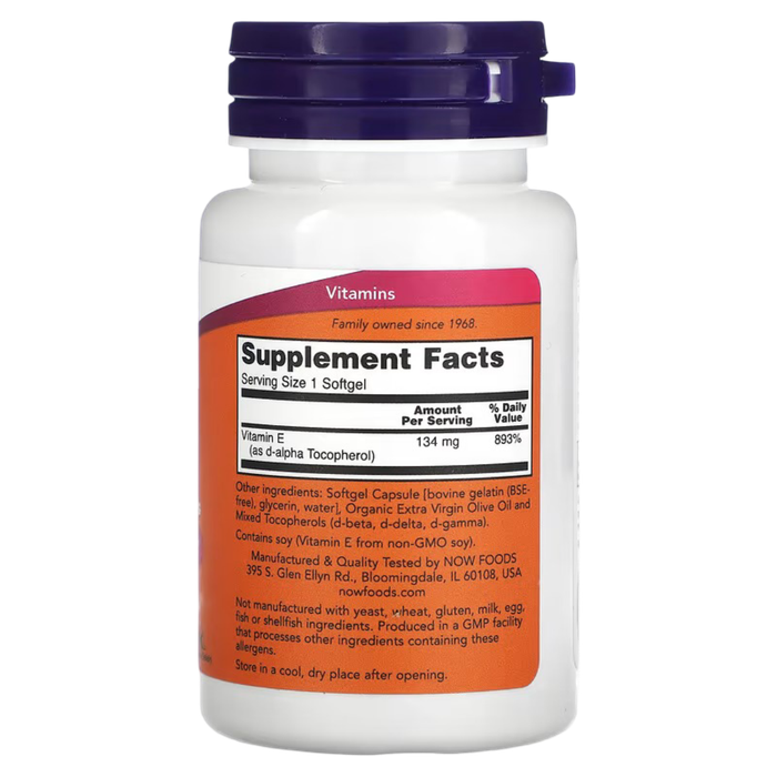 Витамин Е NOW Foods E-200 with mixed tocopherols, 100 капсул 2