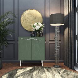 Комод Арт Колор leaves Стайл Сильвер с 2 полками Зеленый нефрит